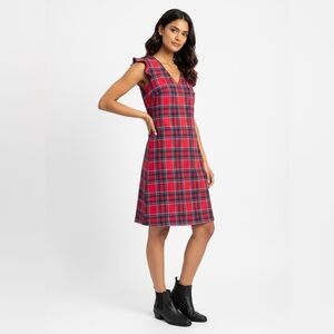 Vineyard Vines Nantucket Tartan Plaid Red Velvet Shift Dress